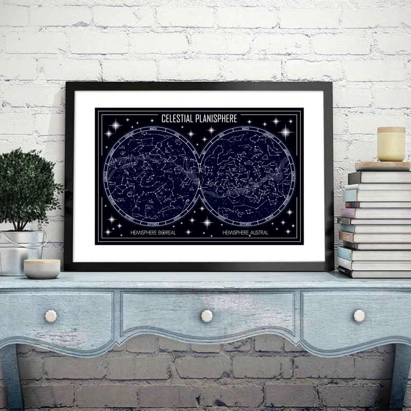Star Map Poster - Mapa do planisfério celestial, poster em