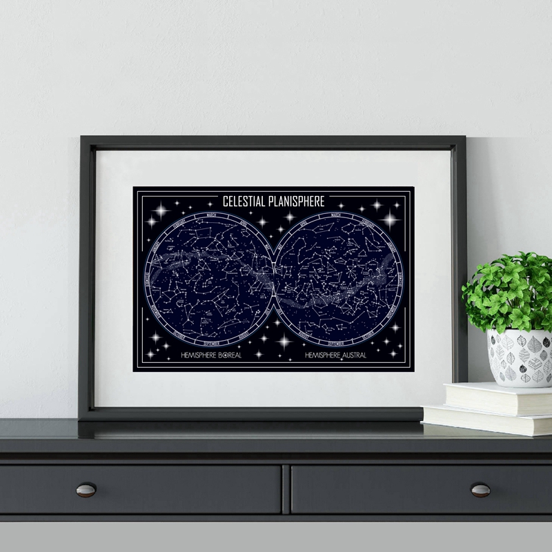 Mapa do planisfério celestial, - Star Map Poster avaliação e preço